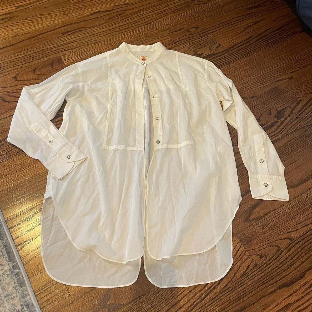 Rag & Bone Sheer White Cotton Long Sleeve Button Down Shirt